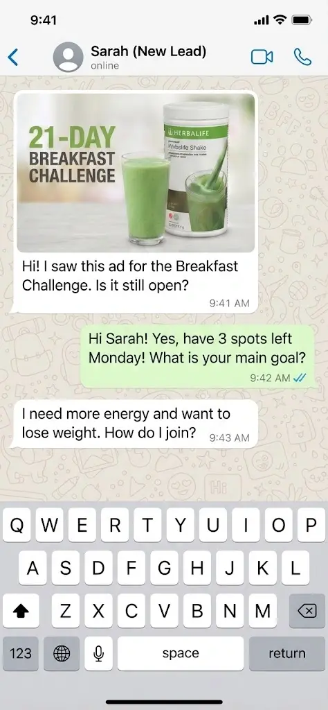 Inbound Lead Screenshot